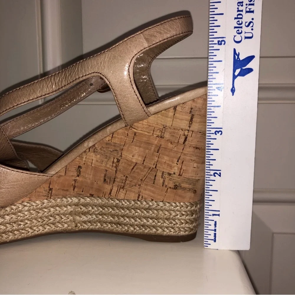 NWT Prada Tan Platform Cork Wedge Sandals New Size 38